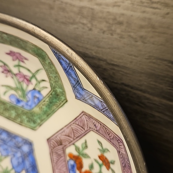 Neiman Marcus Pewter and Porcelain Bowl, Vintage - Picture 7 of 13